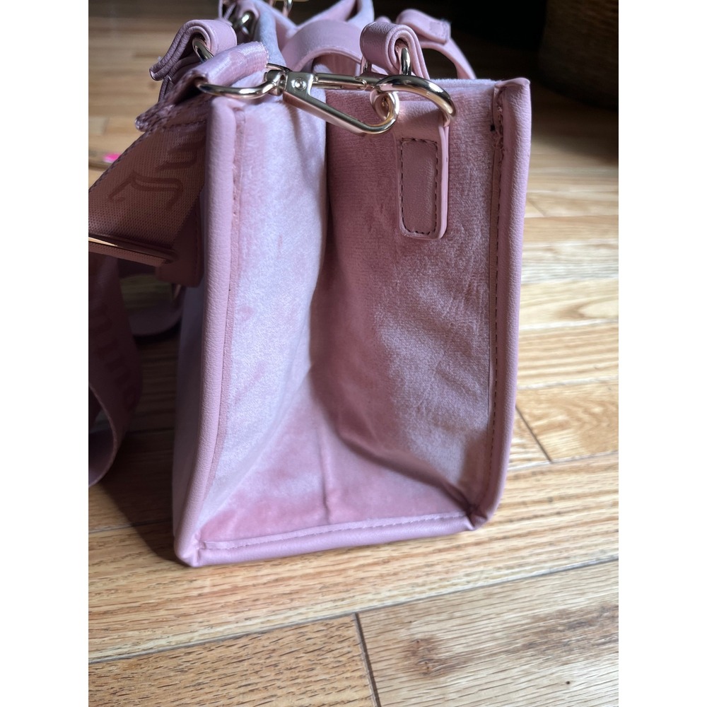 NWOTS Juicy Couture Pink Velour Rhinestone Tote Bag with Mini Purse Mirror - Picture 7 of 12